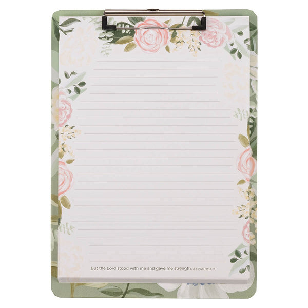 The Lord Stood With Me Green Garden Clipboard and Notepad – 2 Timothy 4:17