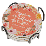 Faithful Florals Ceramic Coaster Set
