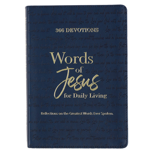 Words of Jesus for Daily Living Blue Faux Leather Devotional - KI Gifts Christian Supplies