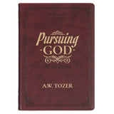 Pursuing God Saddle Tan Faux Leather Devotional Large Print Edition - KI Gifts Christian Supplies