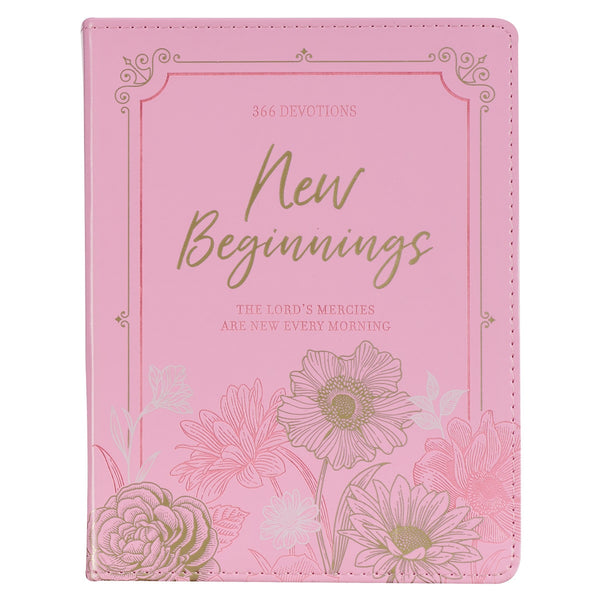 New Beginnings Pink Floral Faux Leather Devotional - KI Gifts Christian Supplies