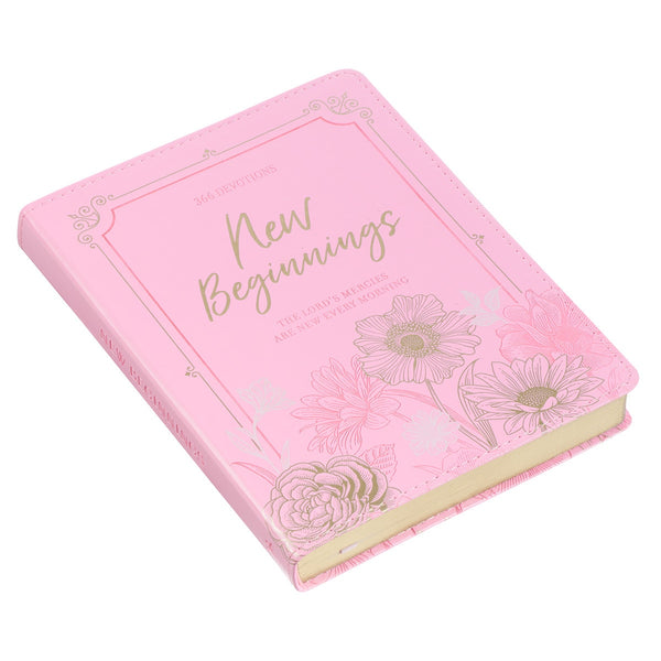 New Beginnings Pink Floral Faux Leather Devotional