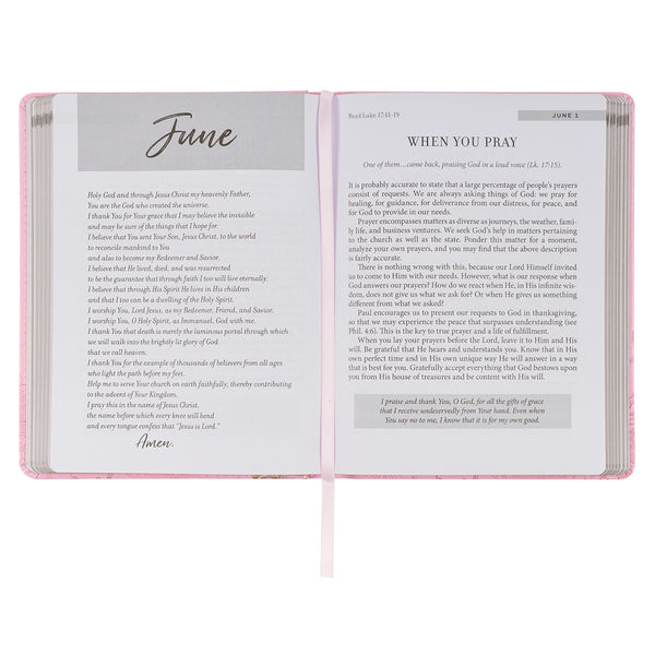 New Beginnings Pink Floral Faux Leather Devotional