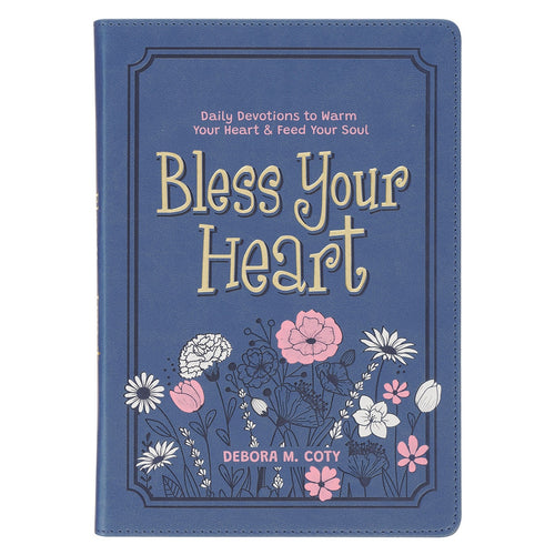 Bless Your Heart Blue Faux Leather Daily Devotional for Women - KI Gifts Christian Supplies