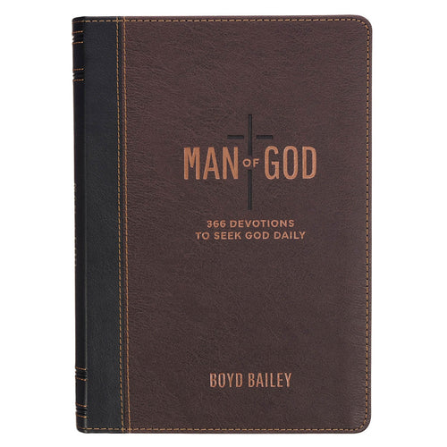 Man of God Two-Tone Brown Faux Leather Daily Devotional - KI Gifts Christian Supplies
