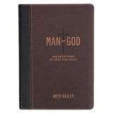 Man of God Two-Tone Brown Faux Leather Daily Devotional - KI Gifts Christian Supplies