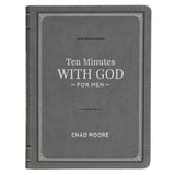 Ten Minutes with God for Men Gray Faux Leather Daily Devotional - KI Gifts Christian Supplies