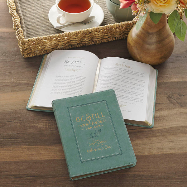 Be Still and Know I Am God Dusty Teal Faux Leather Devotional