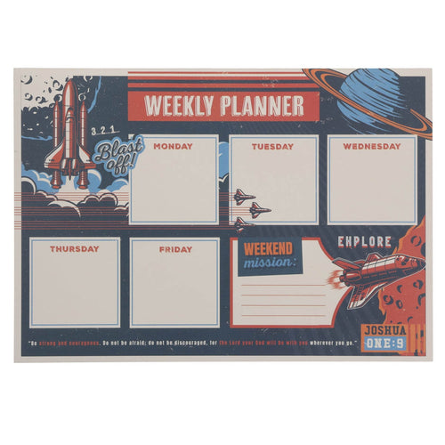 Strong and Courageous Undated Planner Pad for Boys - Joshua 1:9 - KI Gifts Christian Supplies