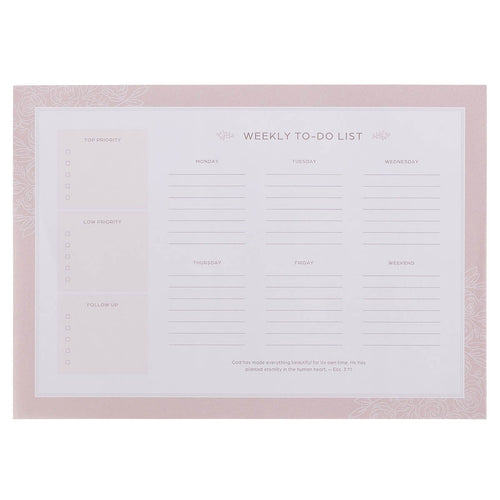 Everything Beautiful Blush Pink Undated Weekly To-Do List - Ecclesiastes 3:11