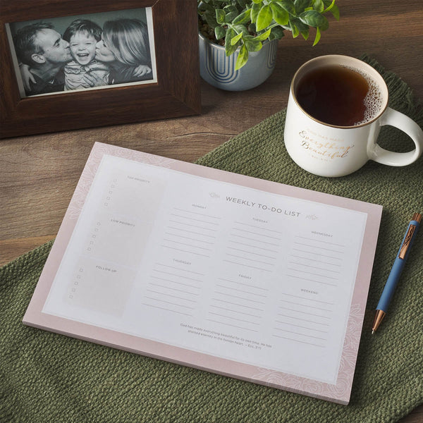 Everything Beautiful Blush Pink Undated Weekly To-Do List - Ecclesiastes 3:11