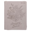 2027 Amazing Grace Large Zippered Taupe Faux Leather 18-Month Planner for Women