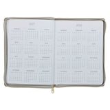 2027 Amazing Grace Large Zippered Taupe Faux Leather 18-Month Planner for Women