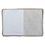 2027 Amazing Grace Large Zippered Taupe Faux Leather 18-Month Planner for Women