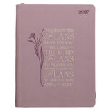 2027 Plans Large Zippered Dusty Mauve Faux Leather 18-Month Planner for Women - Jeremiah 29:11