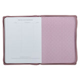 2027 Plans Large Zippered Dusty Mauve Faux Leather 18-Month Planner for Women - Jeremiah 29:11