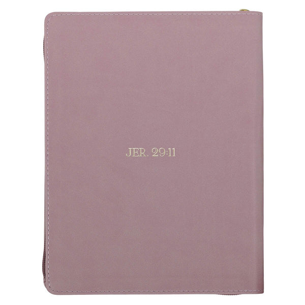 2027 Plans Large Zippered Dusty Mauve Faux Leather 18-Month Planner for Women - Jeremiah 29:11