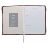 2027 Plans Large Zippered Dusty Mauve Faux Leather 18-Month Planner for Women - Jeremiah 29:11