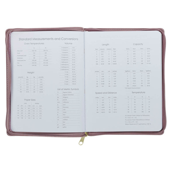 2027 Plans Large Zippered Dusty Mauve Faux Leather 18-Month Planner for Women - Jeremiah 29:11