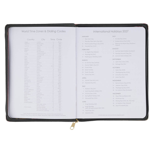 2027 Pray Without Ceasing Large Zippered Green Floral Faux Leather 18-Month Planner for Women- 1 Thessalonians 5:17