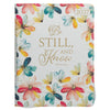 2027 Be Still and Know Large Zippered White Floral Faux Leather 18-Month Planner for Women - Psalm 46:10