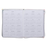 2027 Be Still and Know Large Zippered White Floral Faux Leather 18-Month Planner for Women - Psalm 46:10
