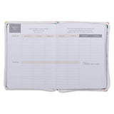 2027 Be Still and Know Large Zippered White Floral Faux Leather 18-Month Planner for Women - Psalm 46:10