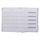 2027 Be Still and Know Large Zippered White Floral Faux Leather 18-Month Planner for Women - Psalm 46:10