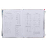 2027 Be Still and Know Large Zippered White Floral Faux Leather 18-Month Planner for Women - Psalm 46:10
