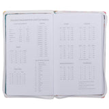 2027 Be Still and Know Large Zippered White Floral Faux Leather 18-Month Planner for Women - Psalm 46:10