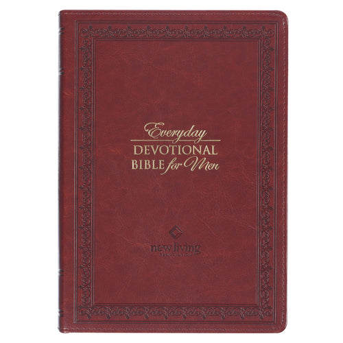 Saddle Tan Faux Leather NLT Everyday Devotional Bible for Men