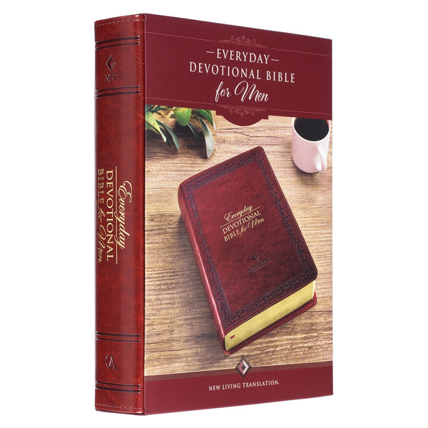 Saddle Tan Faux Leather NLT Everyday Devotional Bible for Men