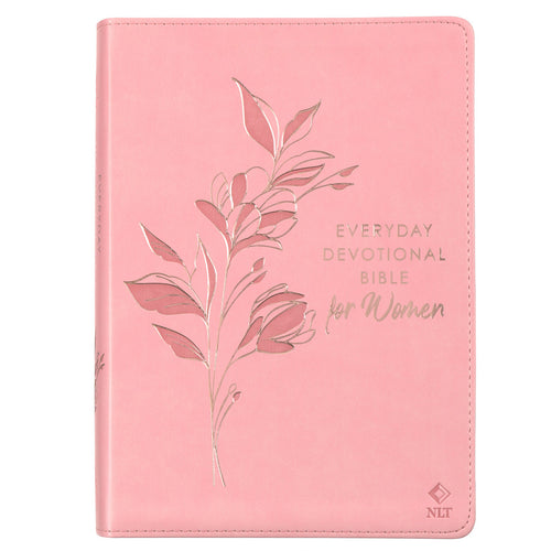 Sunrise Pink Floral Faux Leather NLT Everyday Devotional Bible for Women