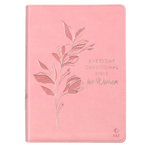 Sunrise Pink Floral Faux Leather NLT Everyday Devotional Bible for Women - KI Gifts Christian Supplies