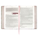 Pearlized Gray Floral Faux Leather NLT Everyday Devotional Bible for Women