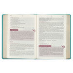 Floral Teal Faux Leather NLT Everyday Devotional Bible for Women