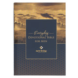 Gold and Navy Mountain View Hardcover NLT Everyday Devotional Bible for Men - KI Gifts Christian Supplies