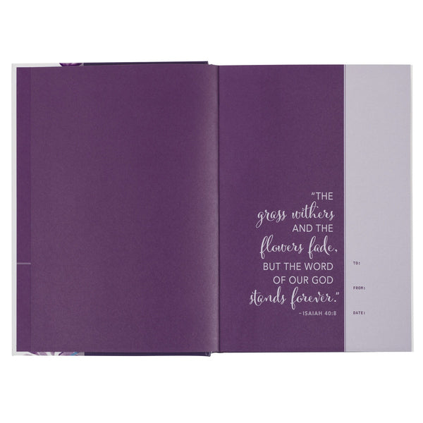 Purple Floral Hardcover NLT Everyday Devotional Bible for Women