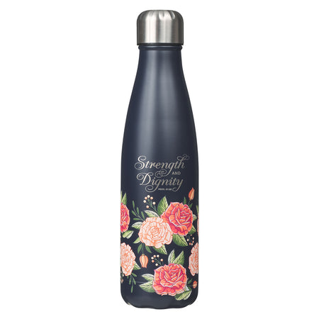 Be Still Vintage Floral Stainless Steel Water Bottle – Psalm 46:10