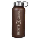 Strength and Courage Brown Stainless Steel Water Bottle - Joshua 1:9 - KI Gifts Christian Supplies