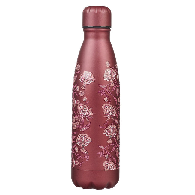 Be Still Metallic Raisin Plum Floral Stainless Steel Water Bottle - Psalm 46:10