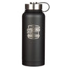 Strong and Courageous Black Stainless Steel Water Bottle - Joshua 1:9 - KI Gifts Christian Supplies