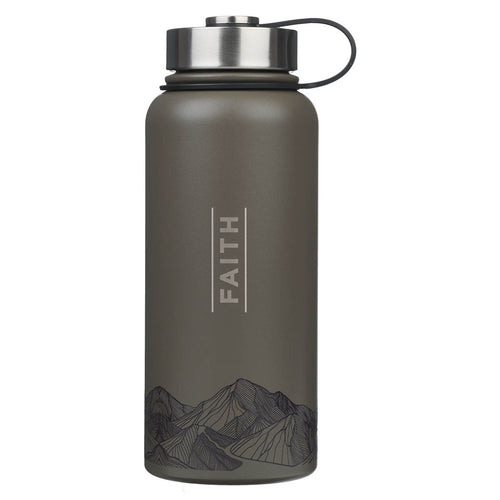 Faith Dusty Brown Stainless Steel Water Bottle - Matthew 17:20 - KI Gifts Christian Supplies