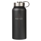 Man of God Matte Black Stainless Steel Water Bottle - KI Gifts Christian Supplies