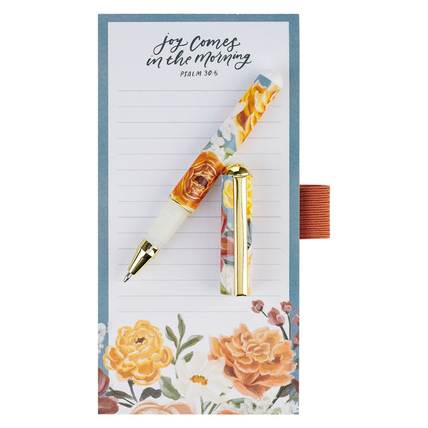 Joy Comes in the Morning Magnetic Notepad and Pen Gift Set - Psalm 30:5