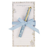 Strength and Dignity Blue Cottage Garden Magnetic Notepad and Pen Gift Set - Proverbs 31:25