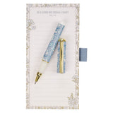 Strength and Dignity Blue Cottage Garden Magnetic Notepad and Pen Gift Set - Proverbs 31:25