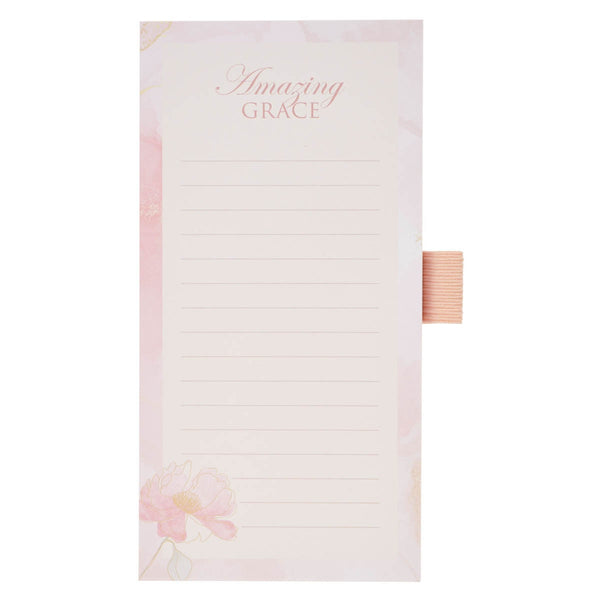 Amazing Grace Pink Floral Magnetic Notepad and Pen Gift Set