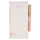 Amazing Grace Pink Floral Magnetic Notepad and Pen Gift Set