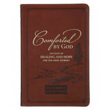 Comforted by God Honey-Brown Faux Leather Devotional Gift Book - KI Gifts Christian Supplies